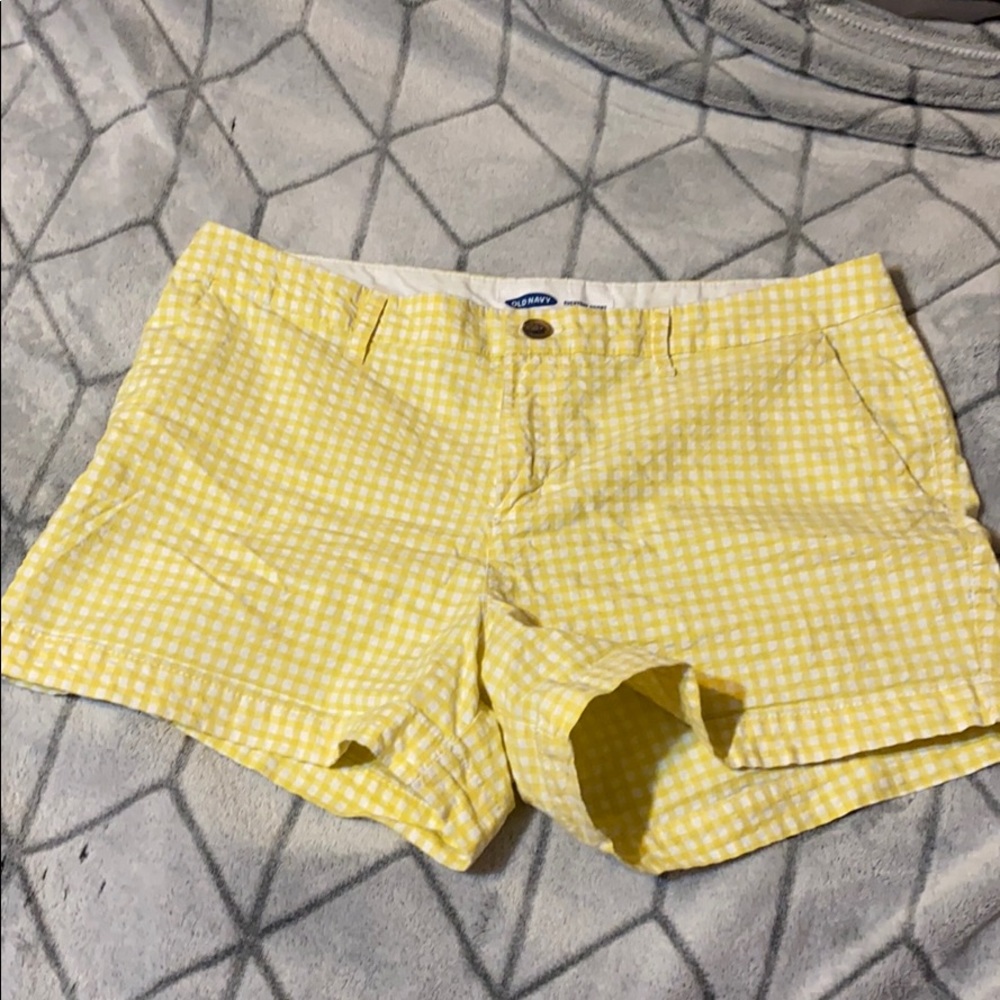 Yellow plaid shorts